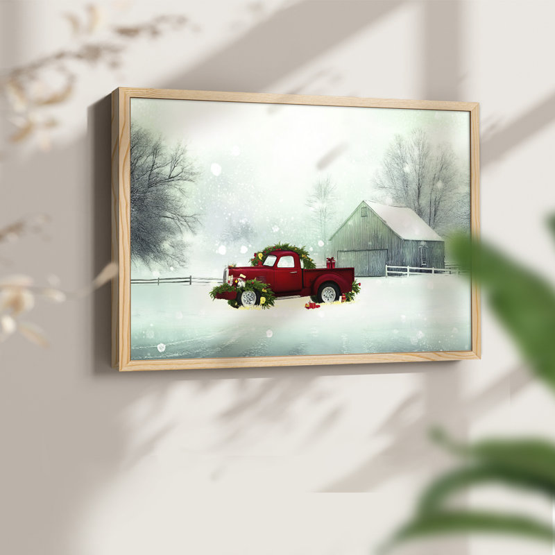 Art de Noël Chirstmas - Reproduction encadrée - Restickable, H 8 po x l 10 po, Naturel