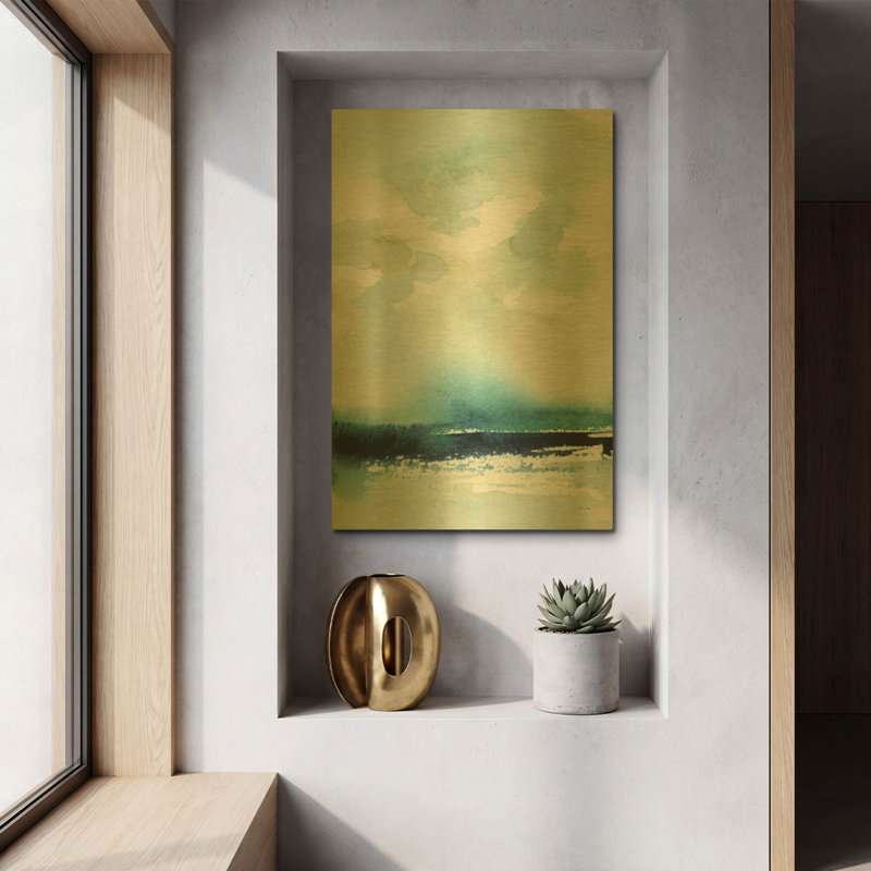 «Seascape» par Katrina Pete, art mural en métal doré, 12 po x 16 po, 12 po x 16 po