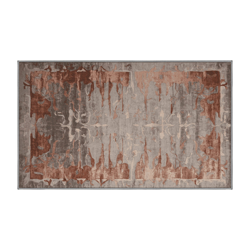 Machine Washable Gray Area Rug, Rectangle 7' x 10'