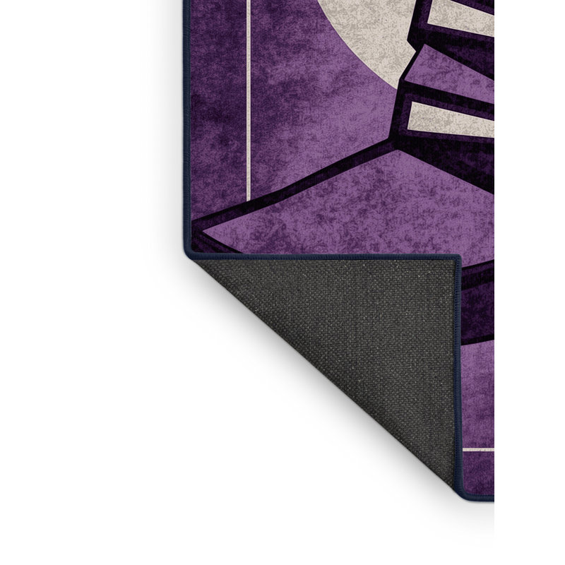 Soft Plush Fanelli Halloween Modern & Contemporary Abstract Area Rug in Purple – Navy Binding, 3x5