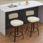 Tabourets de bar 26 po à hauteur de comptoir en rotin de 26 po avec dossier en canne et siège rembourré, ensemble de 2 tabourets de bar pivotants (noyer et beige)-1959029536