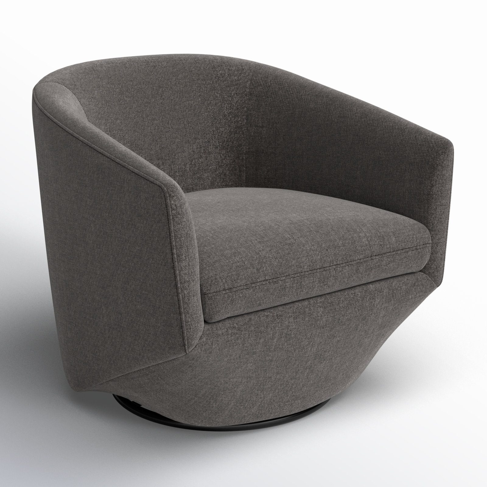 Elexi Upholstered Swivel Barrel Chair, Dark Grey