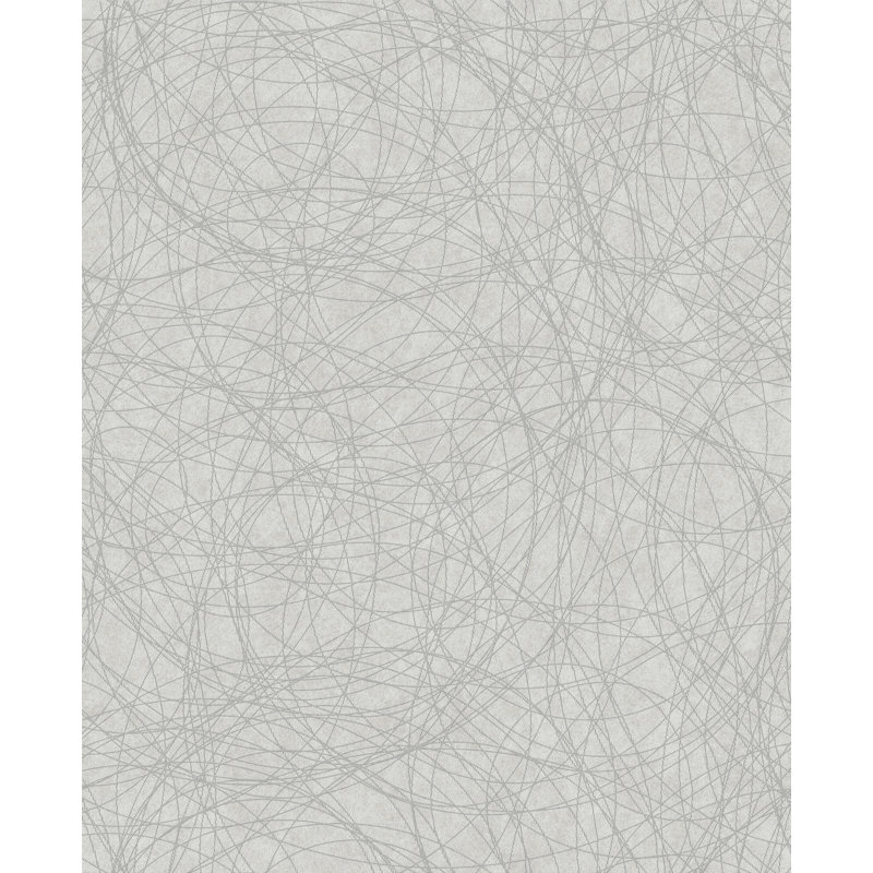 Geometric Vinyl Shimmer Wallpaper Roll, White/Silver