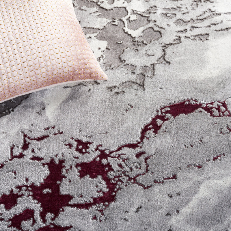 Tapis gris / rouge Bowersville Craft 800, Rond 6 pi 7 po