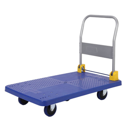Collapsible Heavy Duty PP Platform Dolly Cart, 40x24in Flatbed with 5" TPR Rubber Casters, 2000 LBS Load Folding Hand Truck for Warehouse, Office, Home & Garden Transport, Material: A3