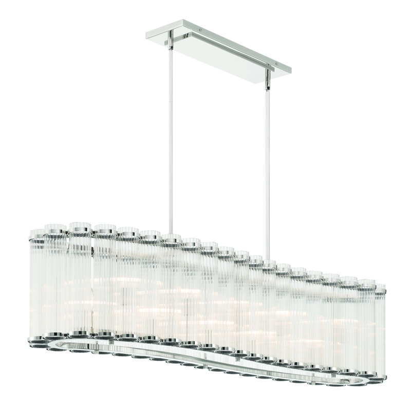 Lustre 10 lumières Glass, Nickel satiné