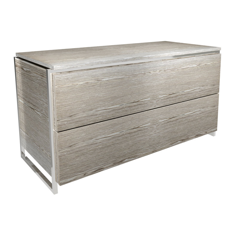 Euclid Solid Wood 93 cm W Chest of 2 Drawers, Silver