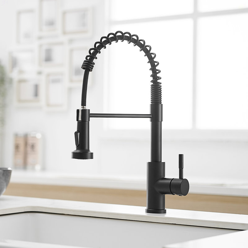 Robinet de cuisine avec douchette extractible en acier inoxydable, Noir