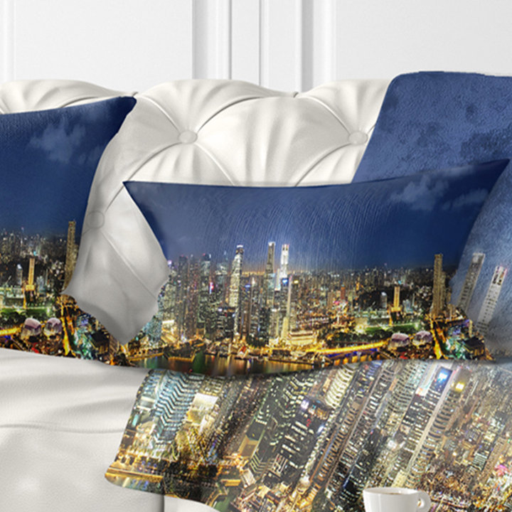 Coussin de cityscape panorama skyscrapers singapour, 12 po x 20 po, Coussin lombaire