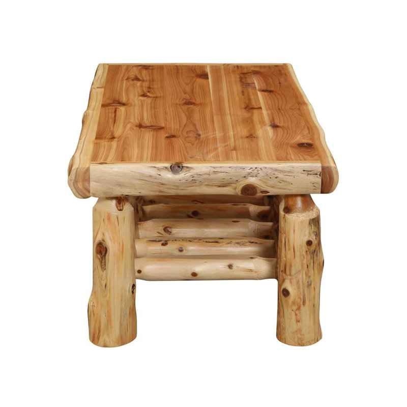 Fireside Lodge Cedar Log Rectangle Coffee Table - 48" x 24" - Natural - Armor, 18" H x 48" W x 24" D, Armor Finish