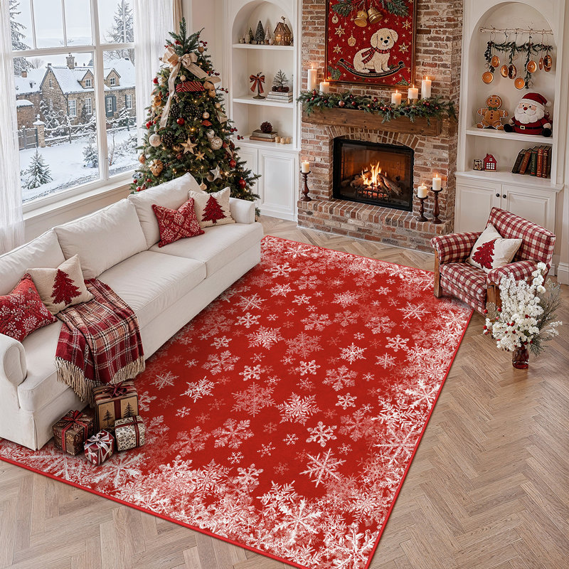 Tapis lavable flocon de neige avec envers antidérapant Avery, Rectangle 9 pi x 12 pi