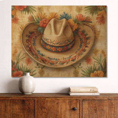 Sombrero d'héritage mexicain - Affiche murale bohème en bois