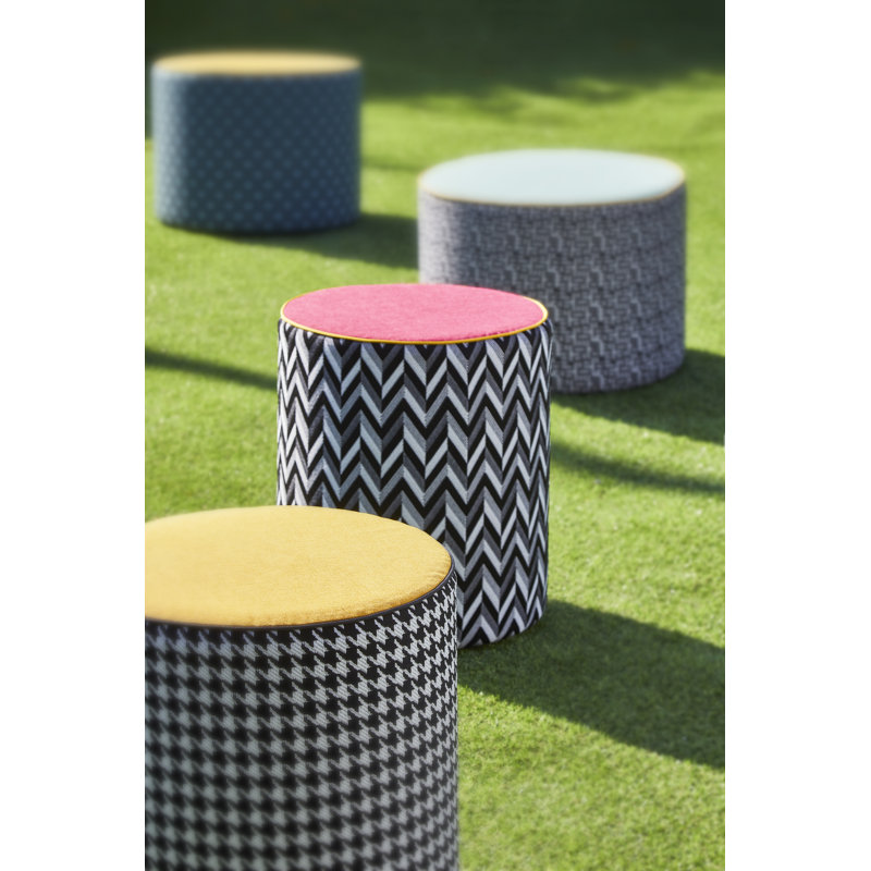 Calybabu Outdoor Pouf, Red/Black Geometric