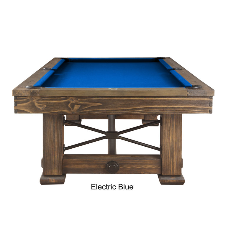 Rio Grande Slate Pool Table with Professional Installation Included, Electric Blue, 8' 5", Weathered Bark
