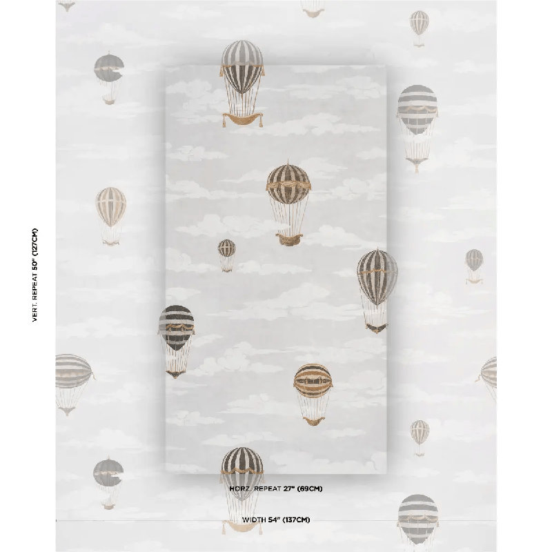 Schumacher X Carl D'Aquino Wallpaper Roll by Carl D’Aquino, Gray