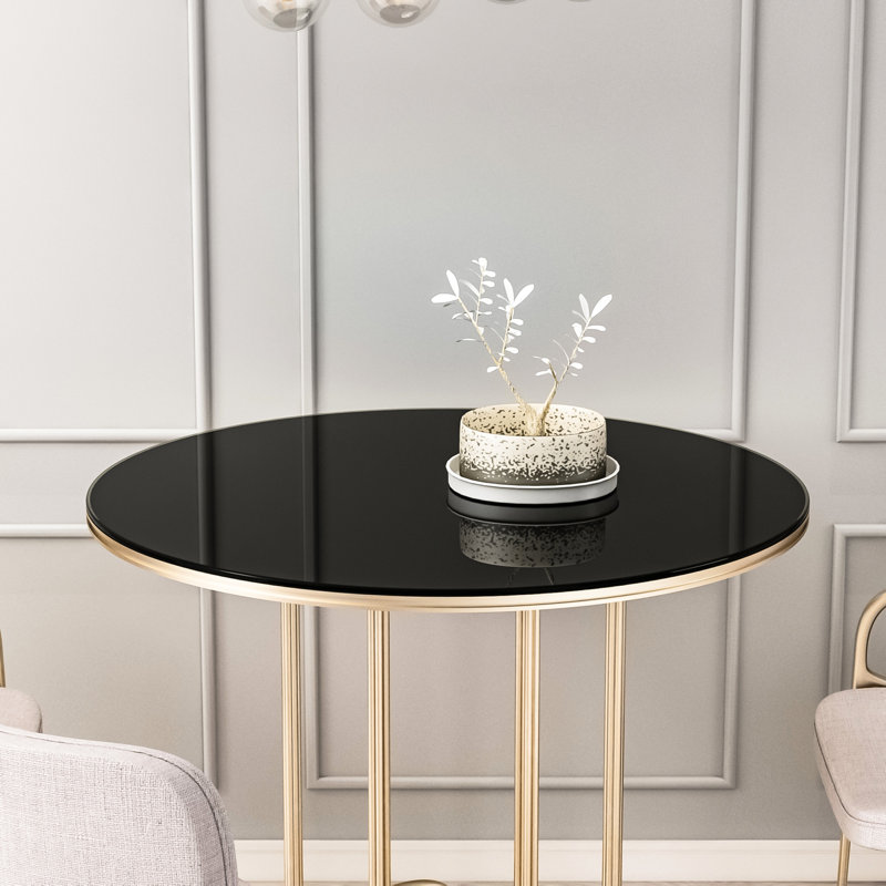 Plateau de table rond noir en verre trempé de 36 pouces d'épaisseur 1/4 po, idéal pour les tables de patio - noir, chaleur, espaces de divertissement polyvalents