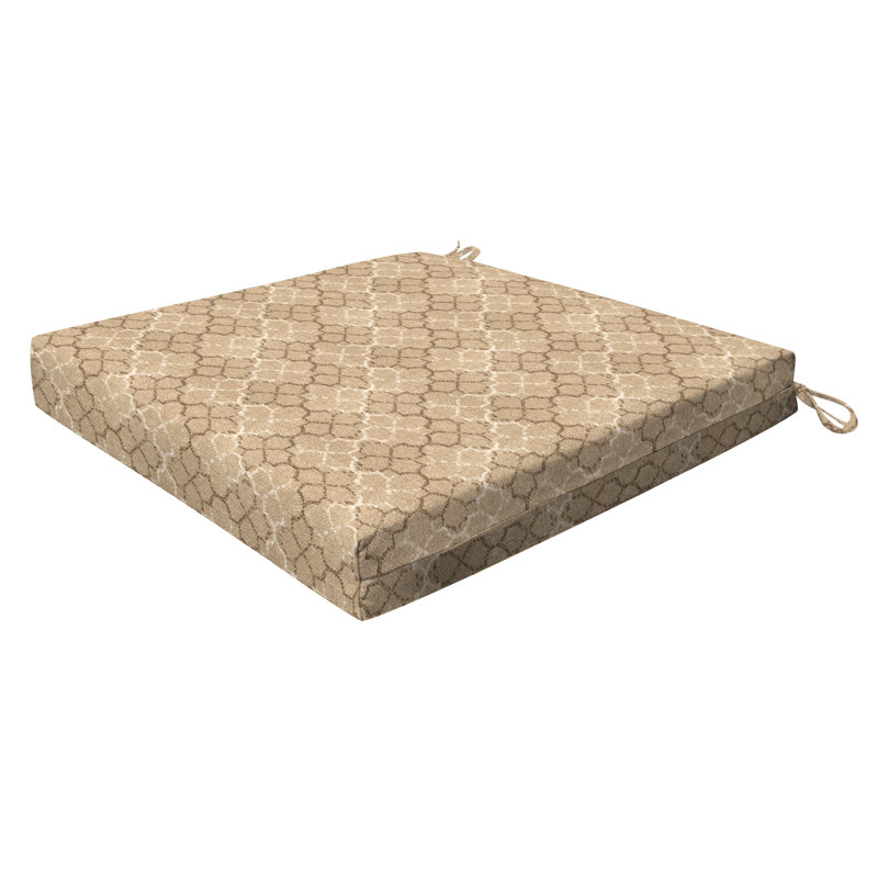 Coussin de siège d'extérieur carré Meridian, Treillis naturel, H 3 po x l 19 po x P 19 po