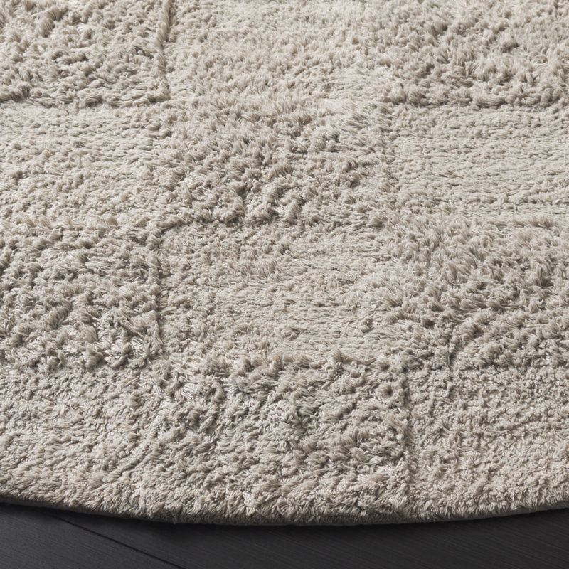 Alburtis Handtufted Recycled Cotton Machine Washable Solid Color Rug, Round 6'