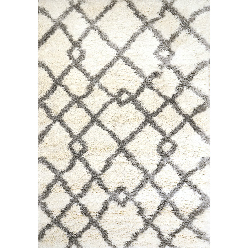 Tapis ivoire/gris Carrasquillo, Rectangle 5 pi 3 po x 7 pi 7 po