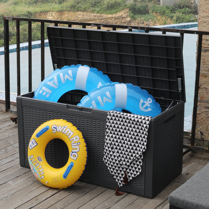 Modern Depo 100 Gallon Water Resistant Polypropylene(PP) Deck Box Lockable, Black