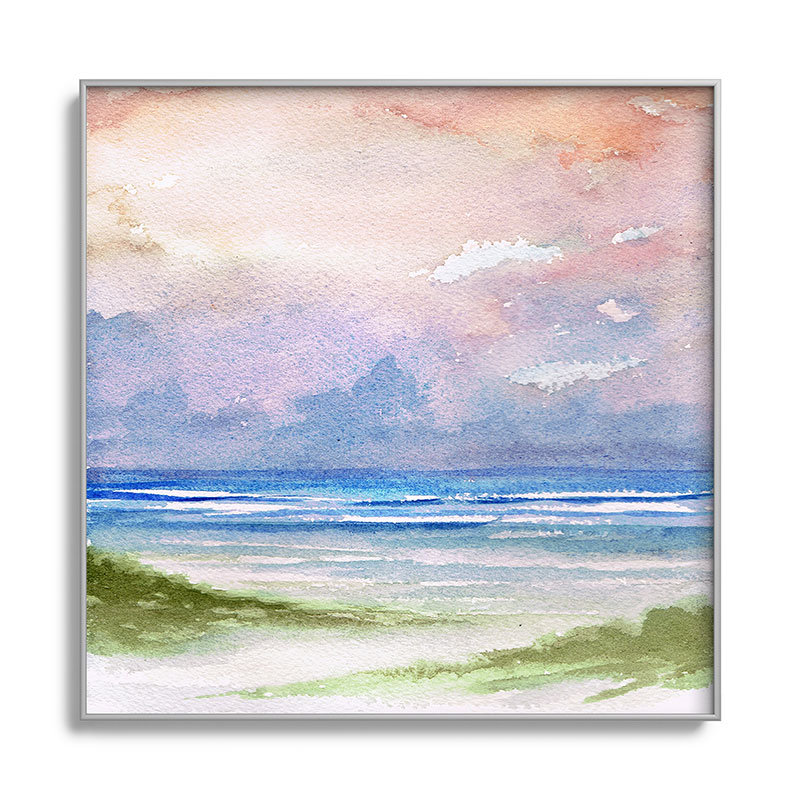 «Seashore Sunset» par Rosie Brown - reproduction de cadre photo, H 10 po x l 10 po x P 1 po, Argent