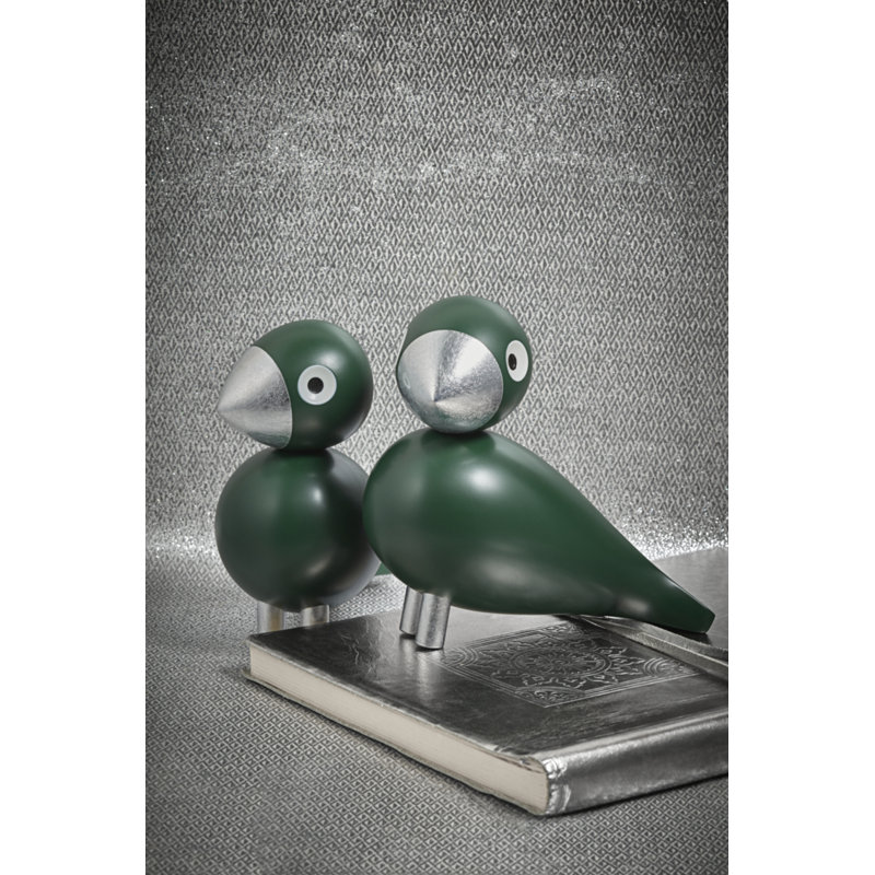 Songbird Ernst Figurine, 6.1" H x 6.3" W x 3.1" D, Green/Silver, 1