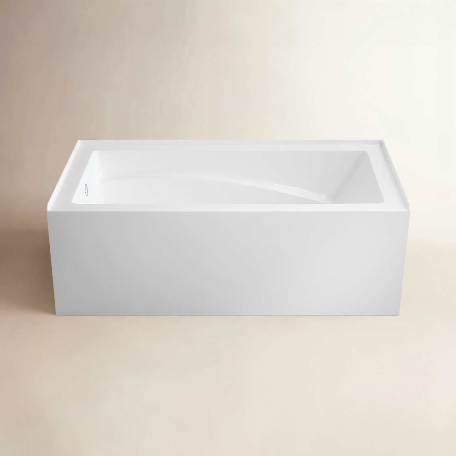Kingston Brass Aqua Eden 60-Inch Acrylic Rectangular 3-Wall Alcove Tub with Armrest and Anti-Skid Surface, Left