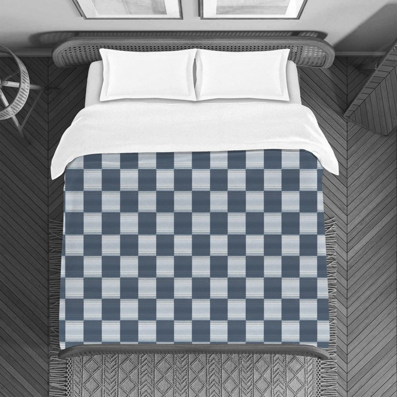 Housse de couette , Housse de couette pour lit simple, Bleu / gris
