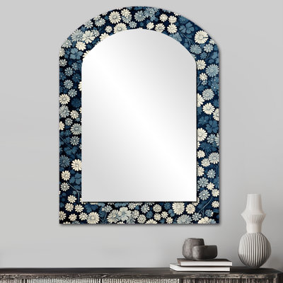 Miroir décoratif bleu et blanc au bord de la lune géométrique