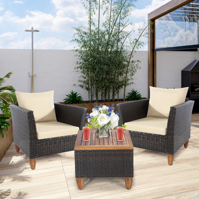 Nila Wicker/Rattan 2 - Person Seating Group with Cushions by Red Barrel Studio