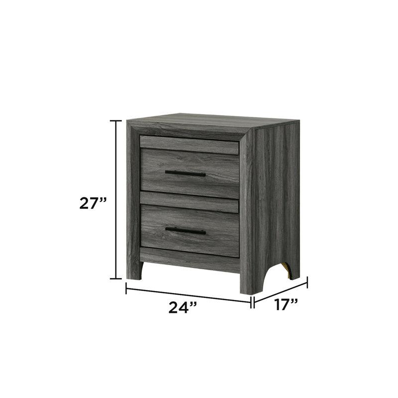 Table de chevet 2 tiroirs Denver, Gris