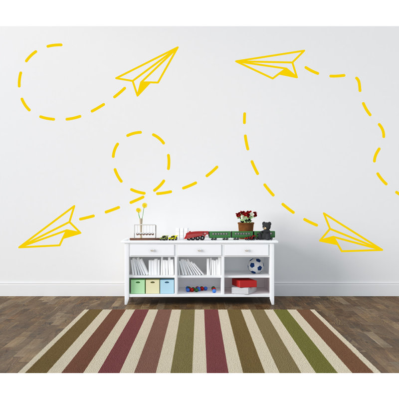 Adhésif décoratif papier avion, H 19 po x l 21 po x P 0,01 po, Jaune clair