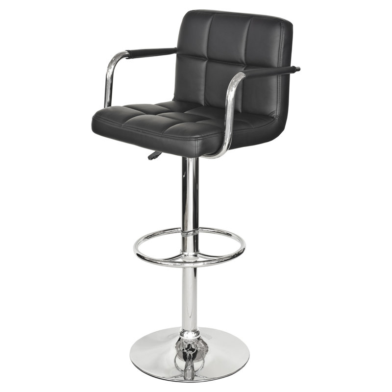 Showalter Swivel Upholstered Adjustable Height Counter Stool with Metal Frame, Black