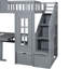 Lit superposé Twintwin avec bureau interchangeable - Gris, bois massif pour la chambre à coucher grise-118036582