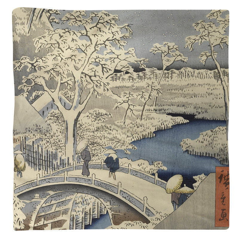 Utagawa Hiroshige Cotton Square Napkin, White/Blue