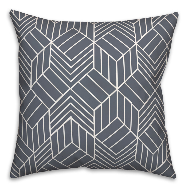 Hatch Chevron Black Outdoor Throw Pillow, Slate, 18" H x 18" W