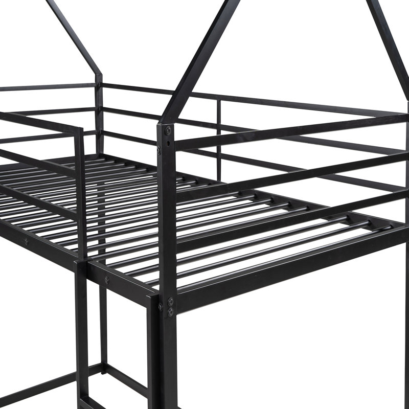 Lit superposé simple en métal - noir, avec construction polyvalente et glissière en métal noir, ergonomique et, Black