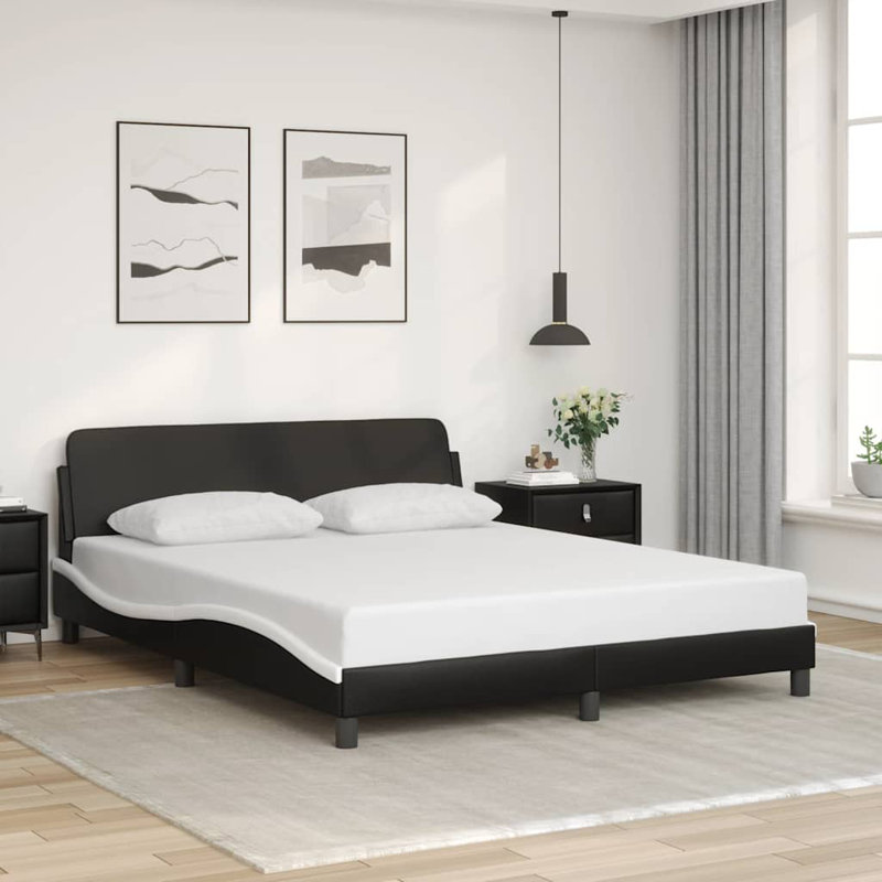 Cadre de lit vidaXL Dover noir et blanc 152 x 203 cm, Grand, Noir et blanc