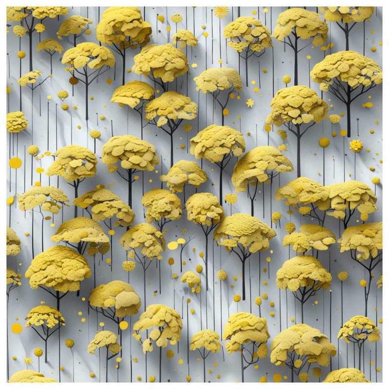 Housses de couette à arbres abstraits jaunes, Grand lit