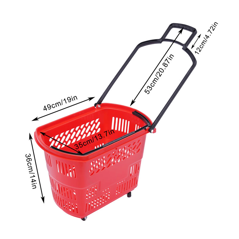 6PCS 35L Chariots avec roues et poignée, Rouge