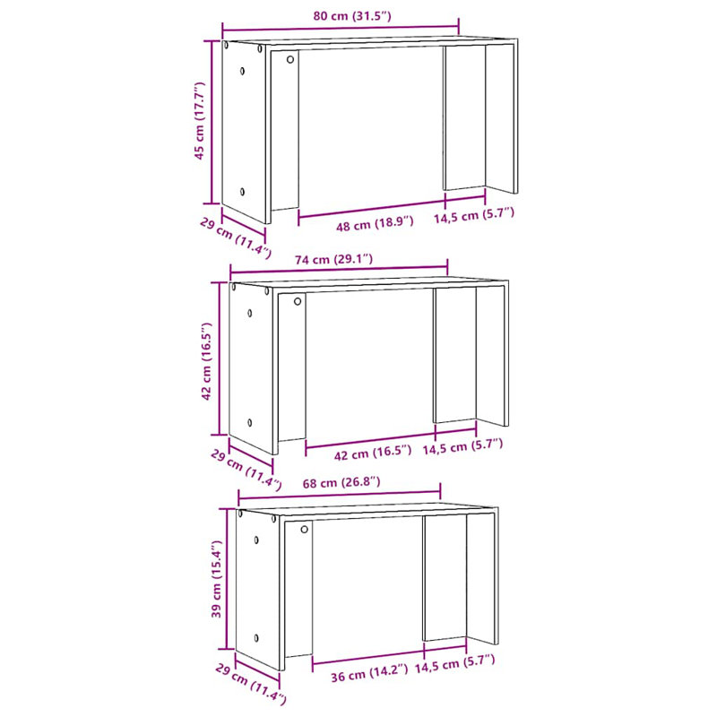 Vidaxl nesting tables with effect, Concrete grey