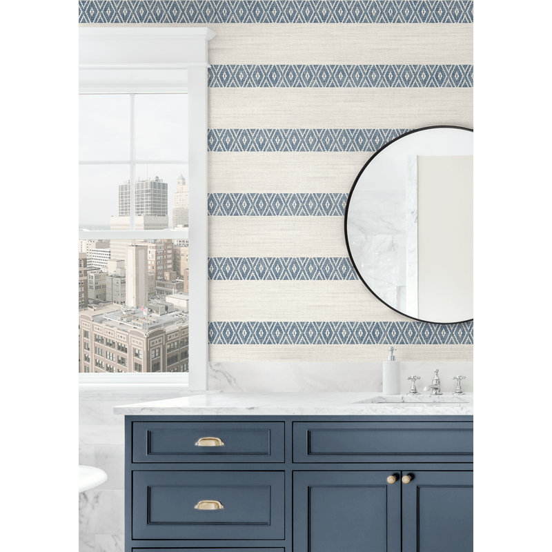 Geometric Wallpaper Roll, Nautical Blue