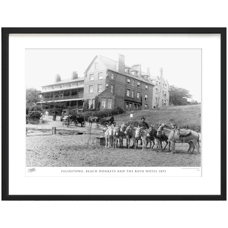 Felixstowe, Beach Donkeys And The Bath Hotel 1891 by Francis Frith - Single Picture Frame Print, 28cm H x 36cm W x 2.3cm D