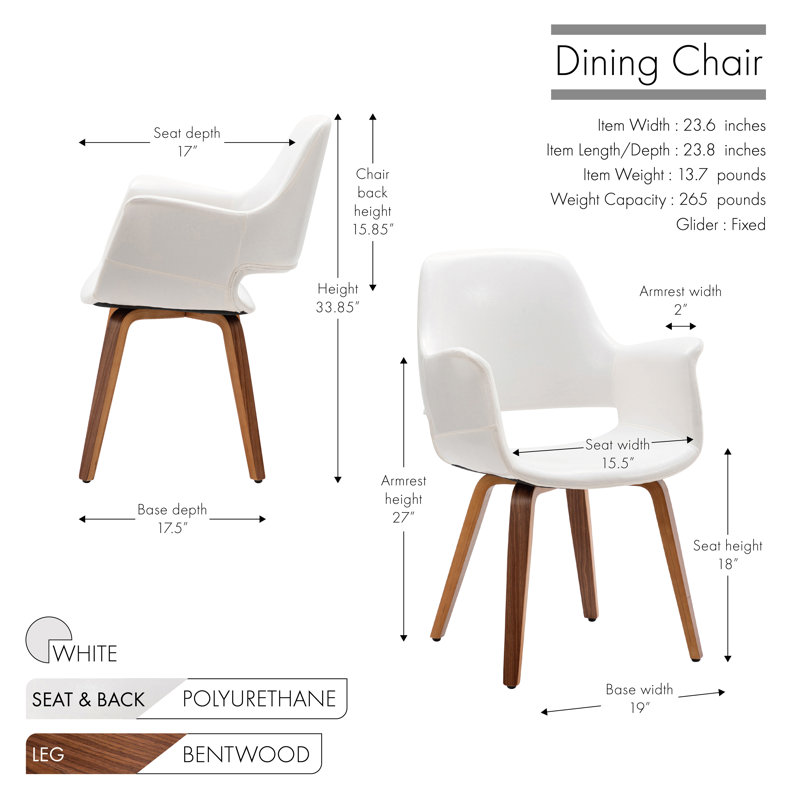 Chaise rembourrée en polyuréthane Jawed, Blanc
