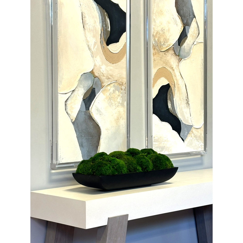 Moss Preserved in Oblong Planter, 9" H x 25" W x 10.5" D