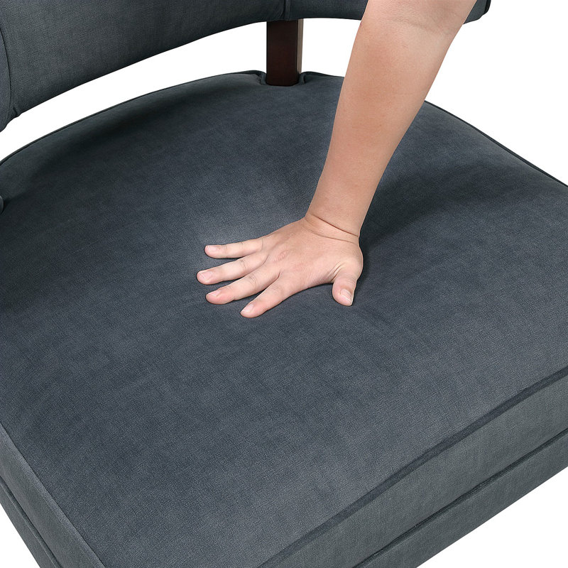 Élégant fauteuil d'appoint en velours gris foncé rembourré en tonneau de bois massif de luxe pour salon 1 pièce