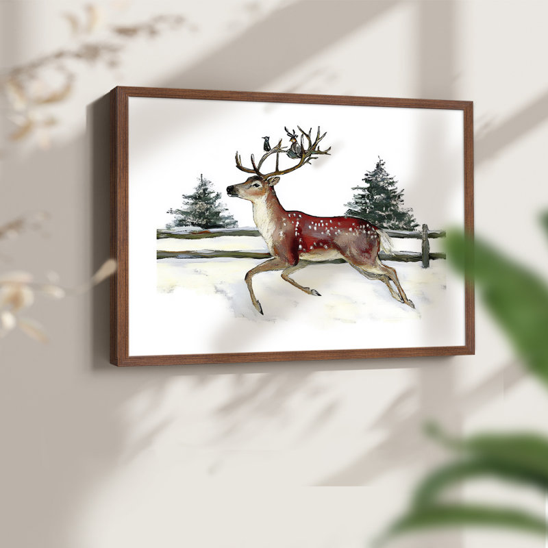 Art de Noël - DCCXVII - Reproduction encadrée - Restickable, H 11 po x l 14 po, Noyer