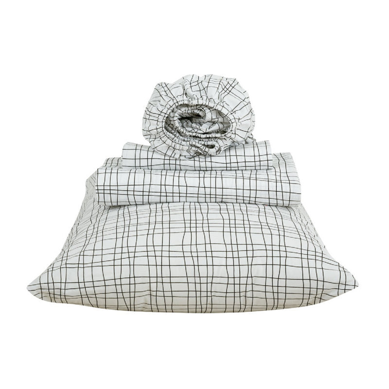 Ensemble de 4 valises pour chambre Anabiah, Ensemble de draps pour lit simple + drap-housse + 