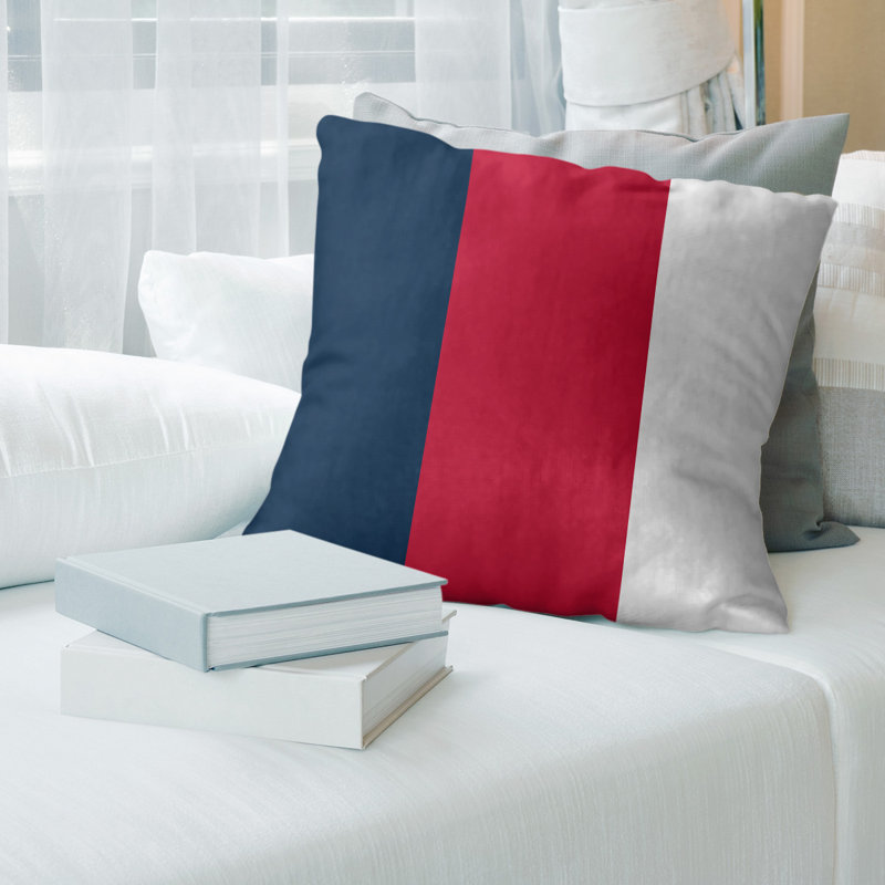 Coussin décoratif , 14 po x 14 po, Milieu rouge / Côté blanc, Simili suède