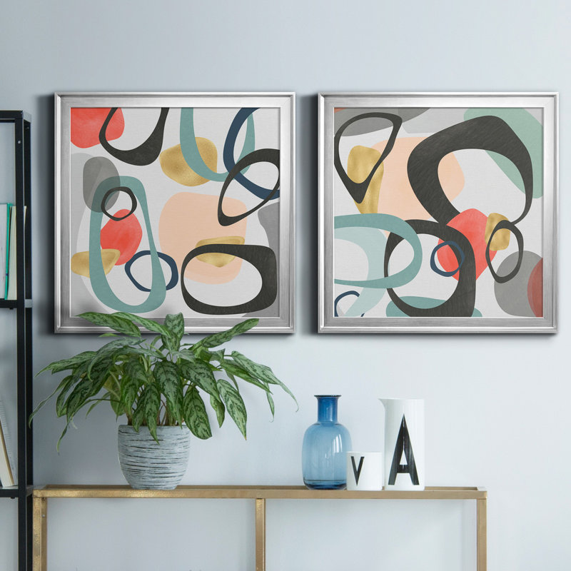 Dessau I - ensemble de 2 impressions encadrées sur toile, Argent, H 17,5 po x l 35 po x P 1,5 po